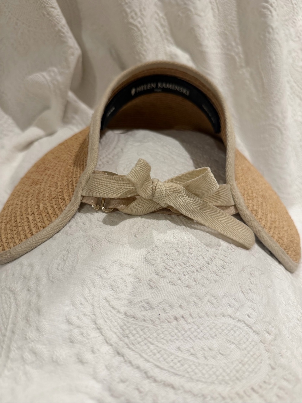 Helen Kaminski Mai Straw Visor with Cream Trim - Picture 4 of 5
